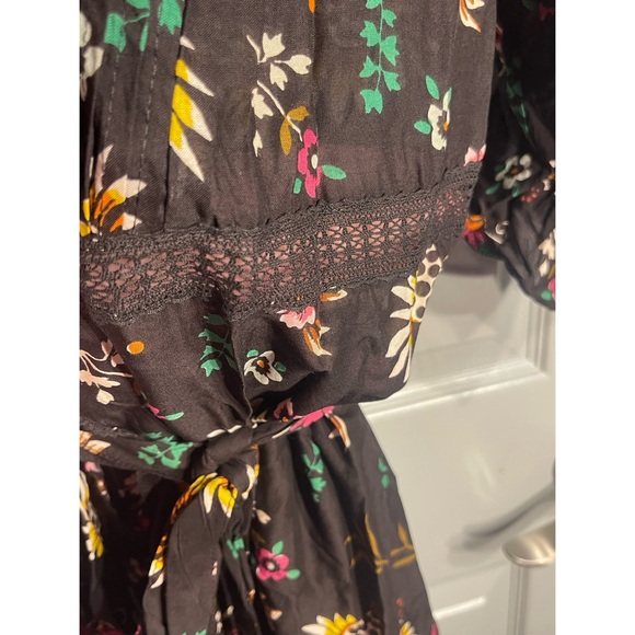 Anthropologie Pintucked Brown Floral Robe NWT Size Large - Picture 10 of 15